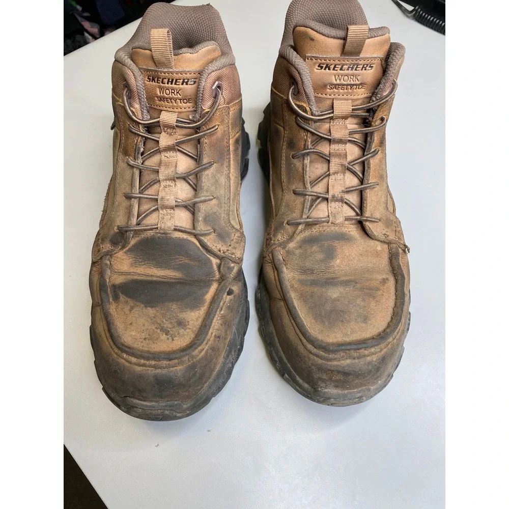 Skechers Work Slip-ins Mens 9.5 Wide Carbon Nano Safety Toe Boots Brown 200159W